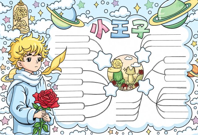 《小王子》暑假读书笔记手抄报简单又漂亮，小学生思维导图优秀模板
