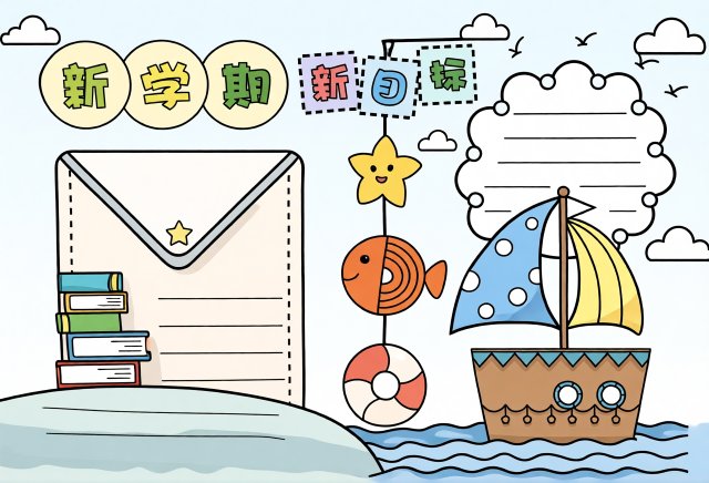 新学期新计划手抄报模板简单又漂亮开学季学生专用小报设计