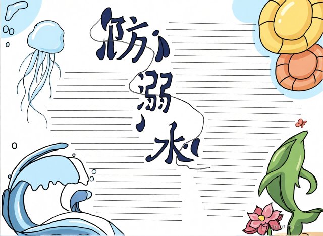 防溺水简单又漂亮手抄报模板，夏季安全教育主题，适合小学生暑期安全宣传