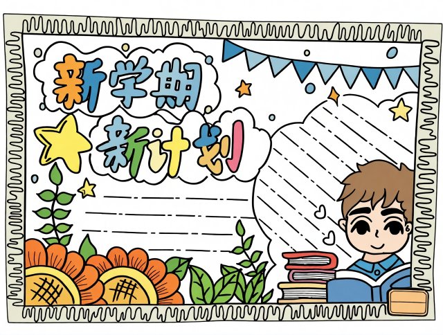 新学期新计划手抄报模板简单又漂亮开学主题设计图2024简单又漂亮
