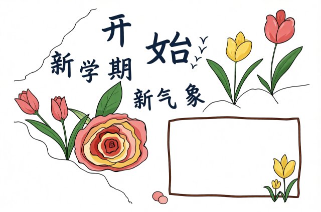 开学小报简单又漂亮：新学期新气象手抄报模板，适合小学生打印