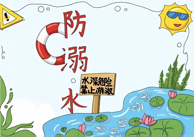 防溺水手抄报简单又漂亮！2026年防溺水安全小报模板，主题鲜明