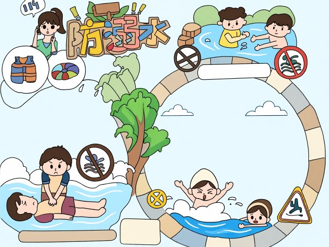 防溺水安全小报简单又漂亮，小学生手抄报模板，暑假安全教育必备，内容齐全易上手