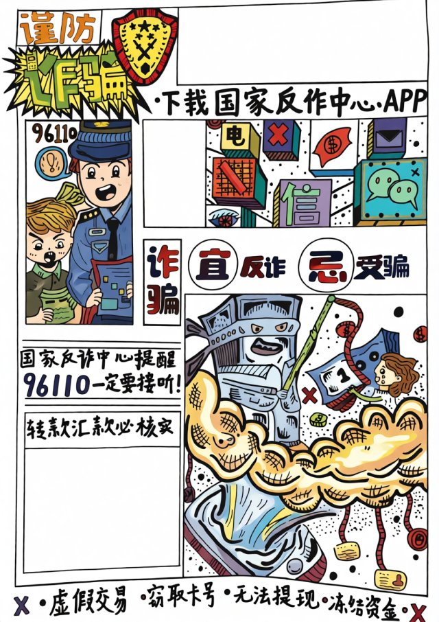 防范电信诈骗小报简单又漂亮：国家反诈中心APP安全手抄报
