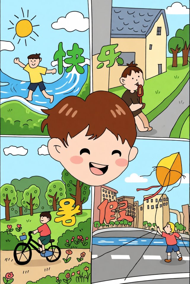 简单又漂亮快乐暑假手抄报模板，小学生暑假生活小报图片，简单又漂亮