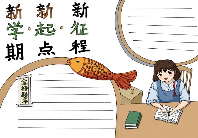 新学期手抄报简单又漂亮！初一新学期新征程读书小报模板图片