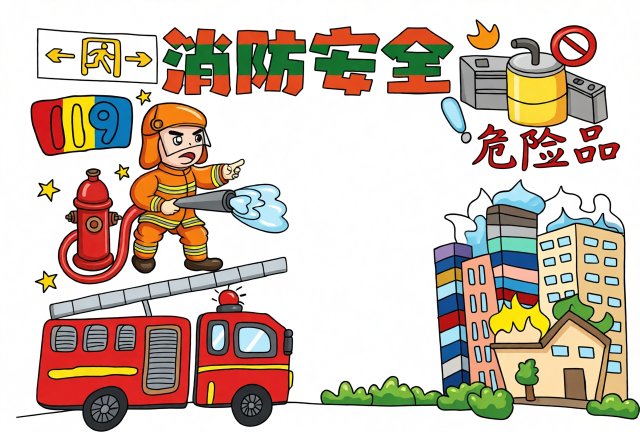 消防安全手抄报简单又漂亮：小学生暑假安全主题小报模板下载