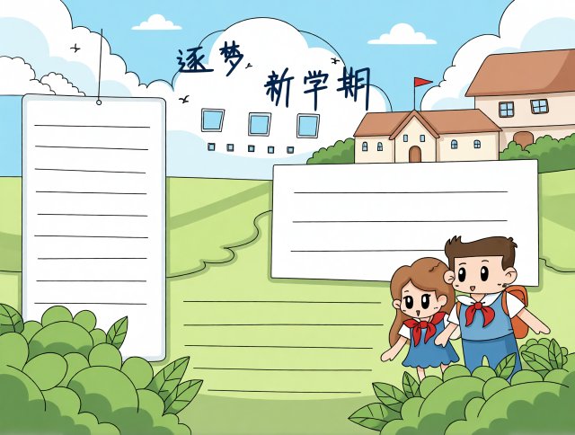 新学期开学手抄报简单又漂亮模板图片精选，适合一二三年级学生创意绘制，开学必备！