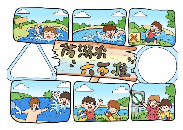 夏季防溺水六不准手抄报简单又漂亮，学生必看安全小报模板