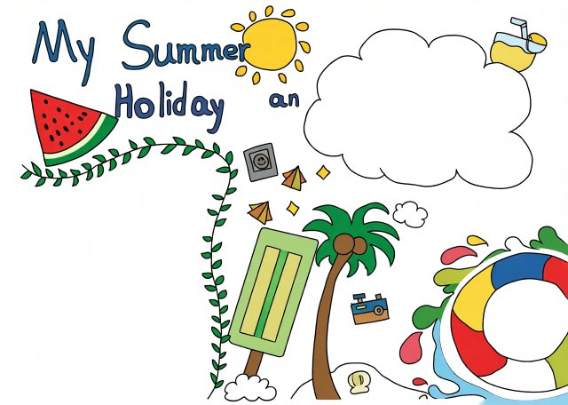 六年级英语小报：My Summer Holiday简单又漂亮手抄报模板