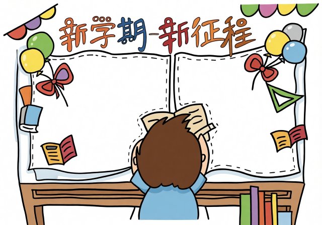 新学期新气象手抄报：简单又漂亮开学主题小报模板