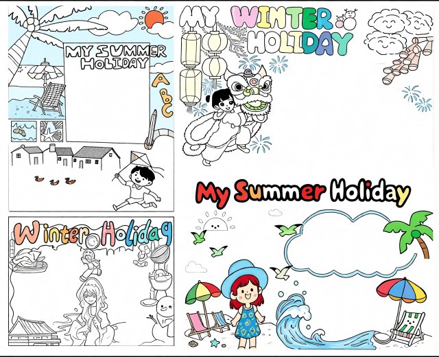 My Summer Holiday手抄报模板简单又漂亮，My Winter...