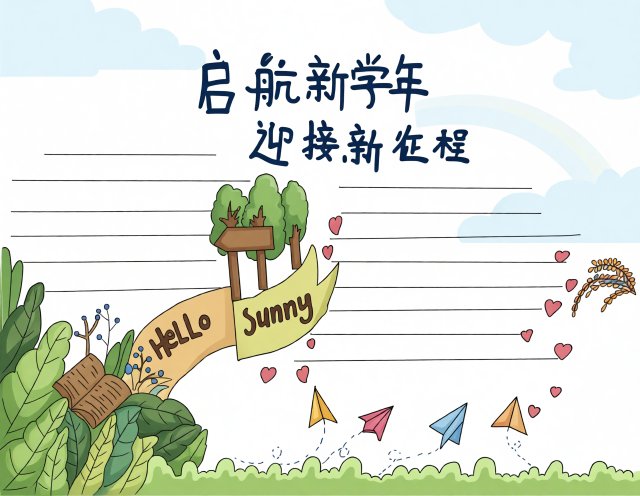 开学小报简单又漂亮！启航新学年迎接新征程主题手抄报模板，适合小学生开学第一课