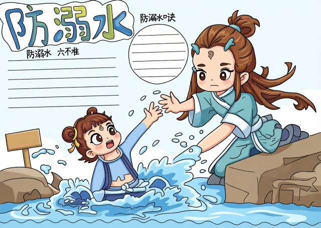 防溺水手抄报简单又漂亮，小学生暑假安全小报模板，防溺水知识又实用