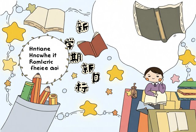新学期开学手抄报简单又漂亮：读书小报模板，学生必备开学主题设计图