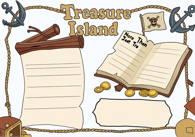 九年级暑假英语手抄报模板：简单又漂亮的Treasure...