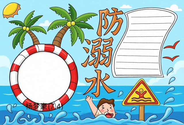 防溺水手抄报简单又漂亮，暑期安全小报模板，含内容素材，适合小学生