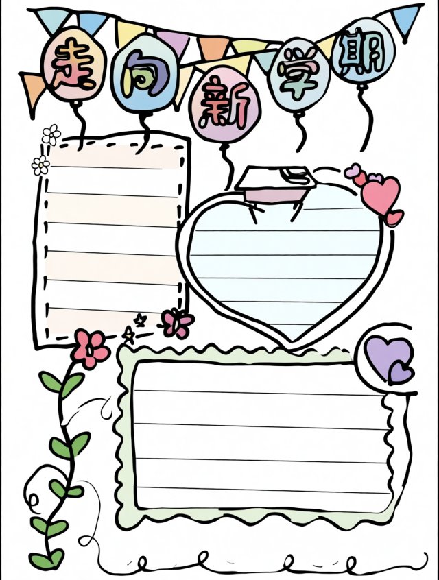 新学期新计划手抄报简单又漂亮模板，开学季小报设计，学生必看