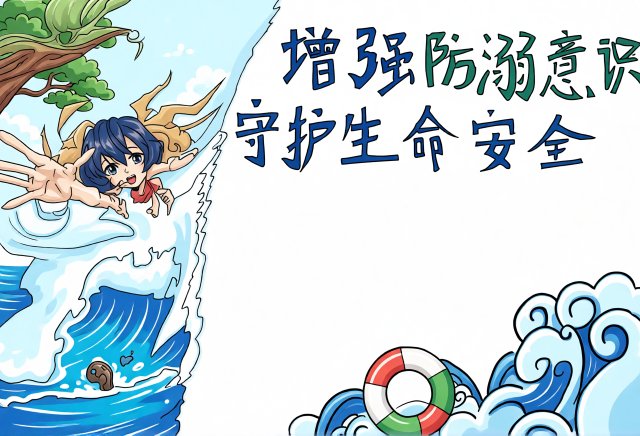 防溺水安全手抄报简单又漂亮，增强防溺水意识守护生命安全，暑假必备模板