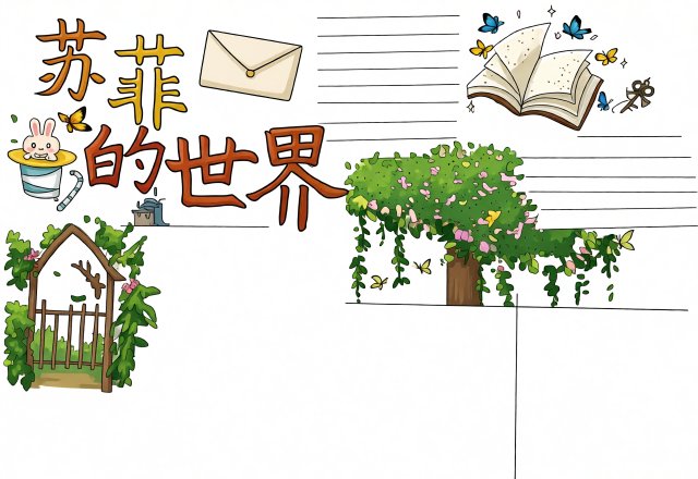 八年级暑假阅读手抄报模板简单又漂亮，苏菲的世界读书笔记小报素材