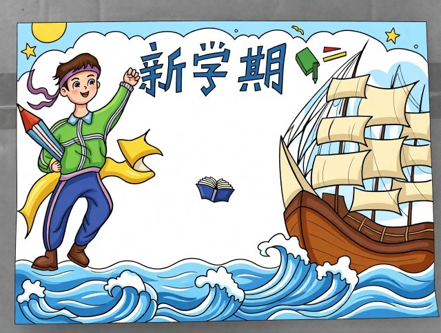 新学期手抄报简单又漂亮：开学季必备模板，小学生简单又漂亮新学期小报