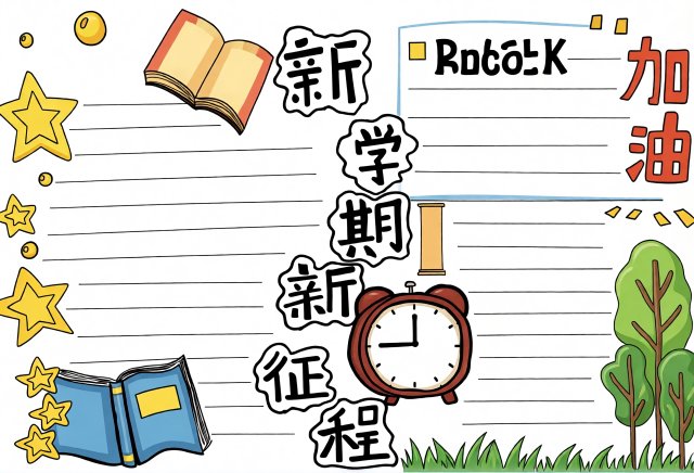 新学期新征程手抄报模板简单又漂亮，开学季黑板报设计灵感，小学生开学计划小报素材