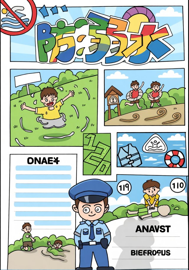 防溺水安全手抄报简单又漂亮，小学生暑假防溺水主题小报模板，图文并茂