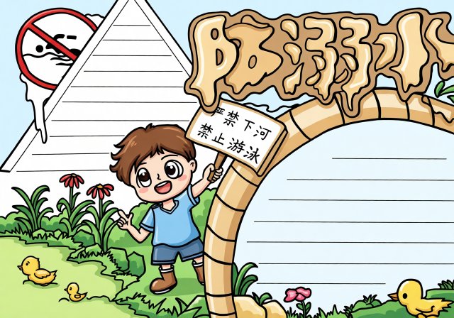 防溺水小报简单又漂亮！三年级珍爱生命预防溺水手抄报模板，简单又好看
