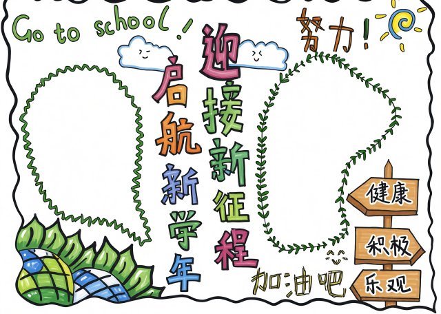开学小报简单又漂亮！初中新学期手抄报模板，新征程启航设计