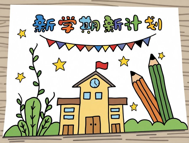 新学期新计划手抄报模板简单又漂亮开学季学生小报