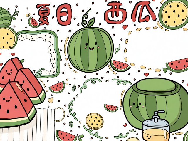 夏日西瓜主题手抄报模板，简单又漂亮！小学生暑假安全小报设计，好看又实用