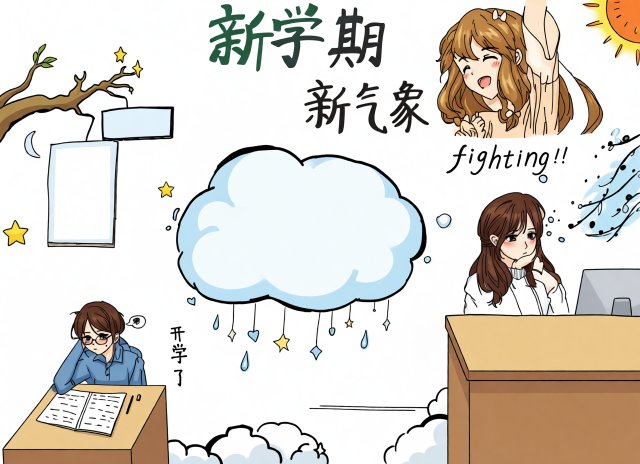高一新学期新气象小报模板简单又漂亮，展示新征程与学习新计划主题手抄报，适合...