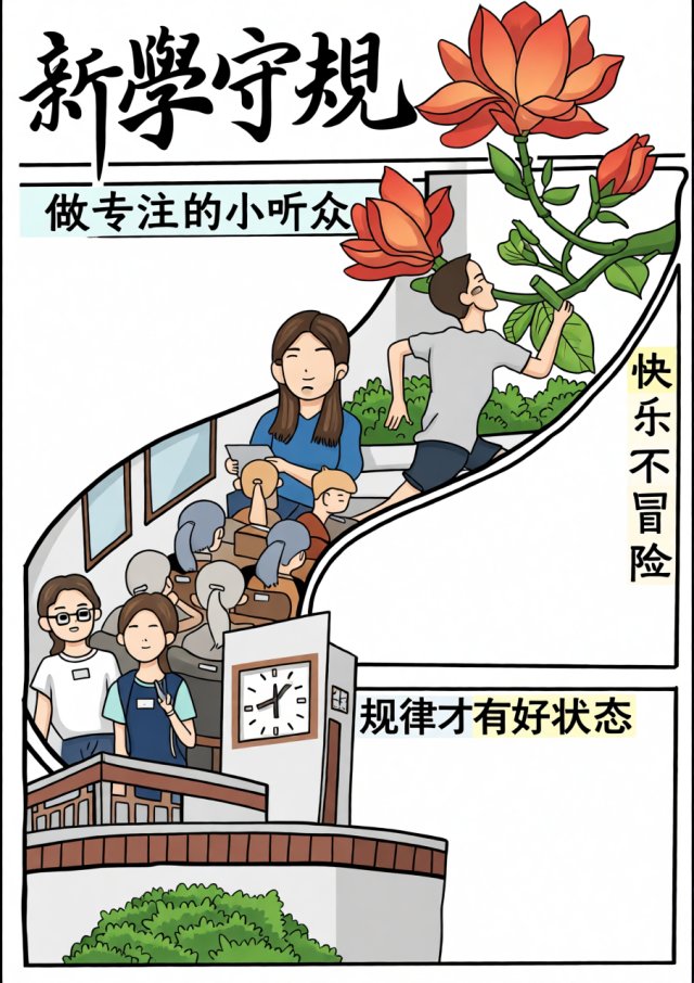 七年级新学期新规范手抄报简单又漂亮模板，做专注小听众，快乐不冒险，规律才有好状态