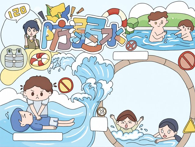 防溺水小报简单又漂亮！防溺水安全手抄报模板，三年级安全知识手抄报，预防溺水...
