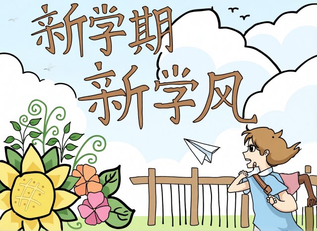 新学期新学风手抄报模板简单又漂亮开学季学生专用小报设计
