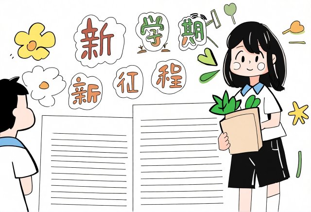 新学期开学第一课小报模板简单又漂亮，开学手抄报内容推荐，适合学生直接使用