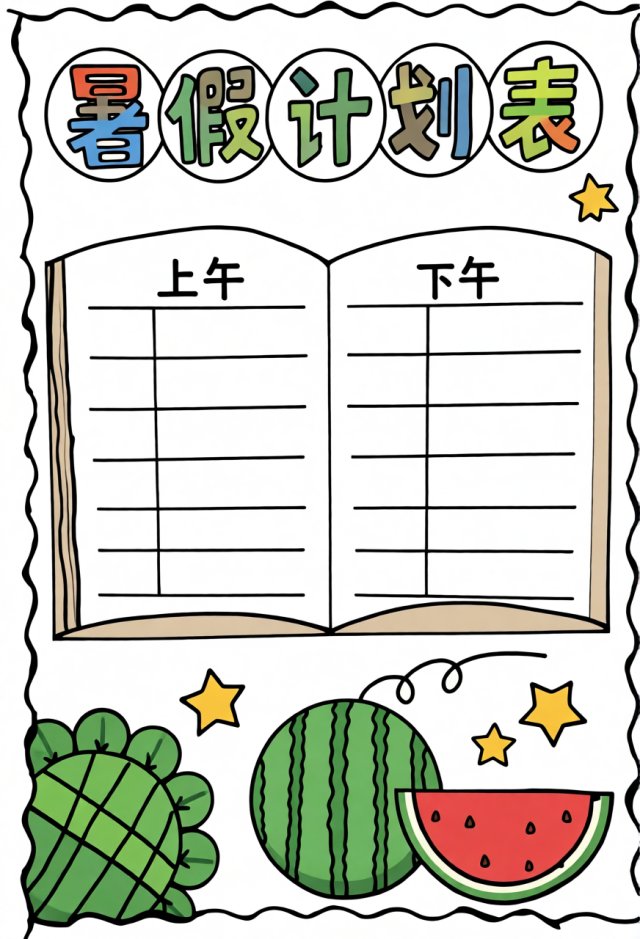 暑假计划表手抄报简单又漂亮，小学生二年级暑假安排表模板