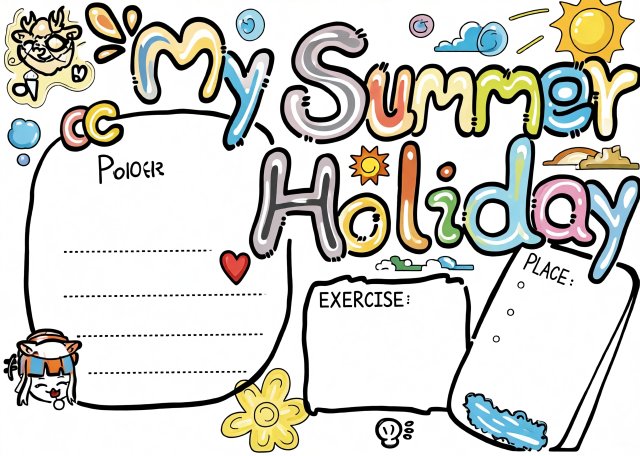 六年级英语暑假小报手抄报简单又漂亮：My Summer Holiday主题模板
