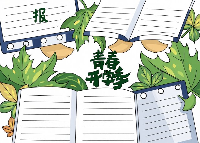 青春开学季手抄报！简单又漂亮的新学期读书小报模板，适合初一学生
