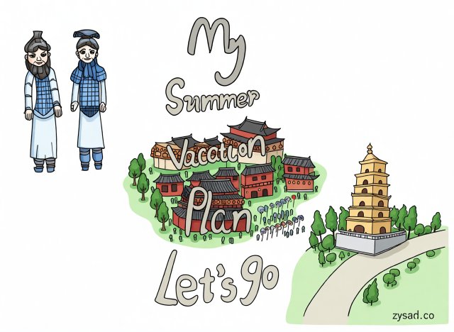 暑假计划英语手抄报简单又漂亮模板，My Summer Vacation...