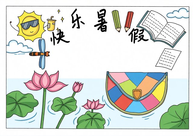 快乐暑假手抄报模板：简单又漂亮的暑期生活小报，适合小学生绘制
