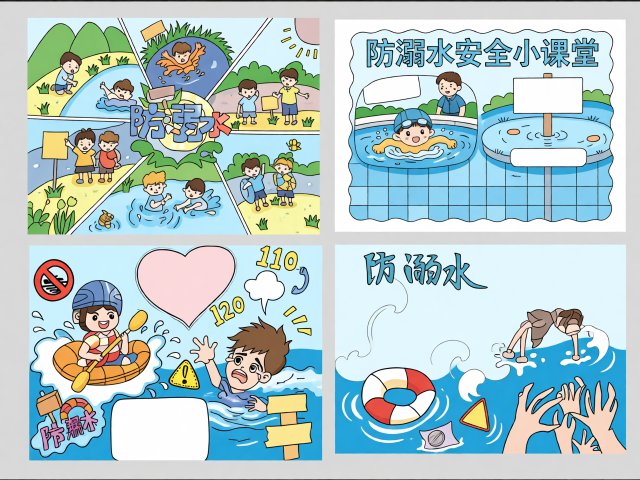 防溺水小报简单又漂亮：珍爱生命预防溺水手抄报模板，适合小学生