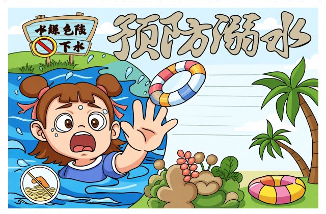 防溺水安全知识手抄报简单又漂亮，预防溺水安全教育小报模板图片