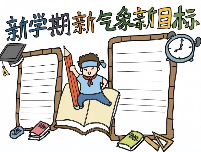 新学期新计划手抄报简单又漂亮，适合小学生开学用