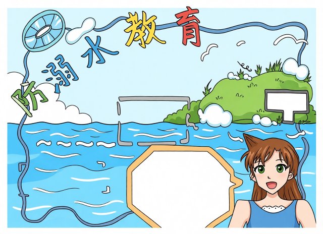 暑期防溺水手抄报模板简单又漂亮，筑牢安全堤坝守护生命之花，小学必抄