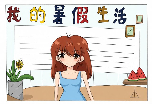 快乐暑假手抄报模板：简单又漂亮！我的暑假生活内容展示，适合小学生