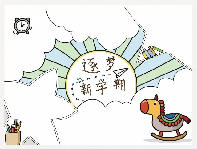 2025开学季“逐梦新学期”小报模板，简单又漂亮！开学第一课手抄报简单又漂亮