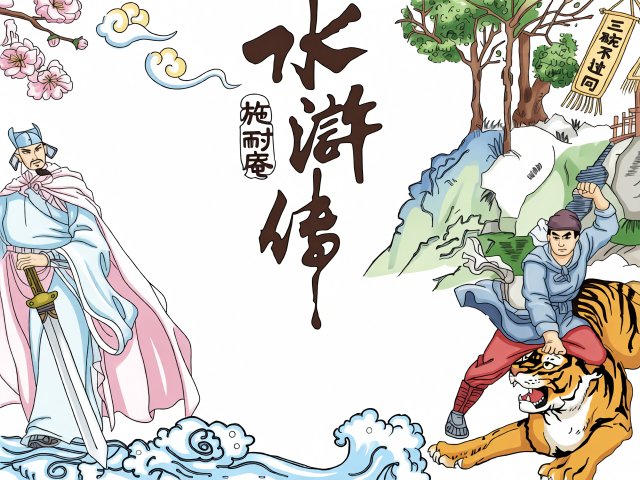 八年级暑假水浒传手抄报简单又漂亮，经典名著阅读小报模板，暑假读书小报图片