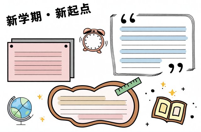 新学期手抄报模板：简单又漂亮的开学主题小报设计图，适合一二三年级学生