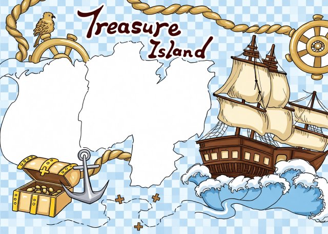 九年级暑假英语小报模板：Treasure Island阅读手抄报简单又漂亮